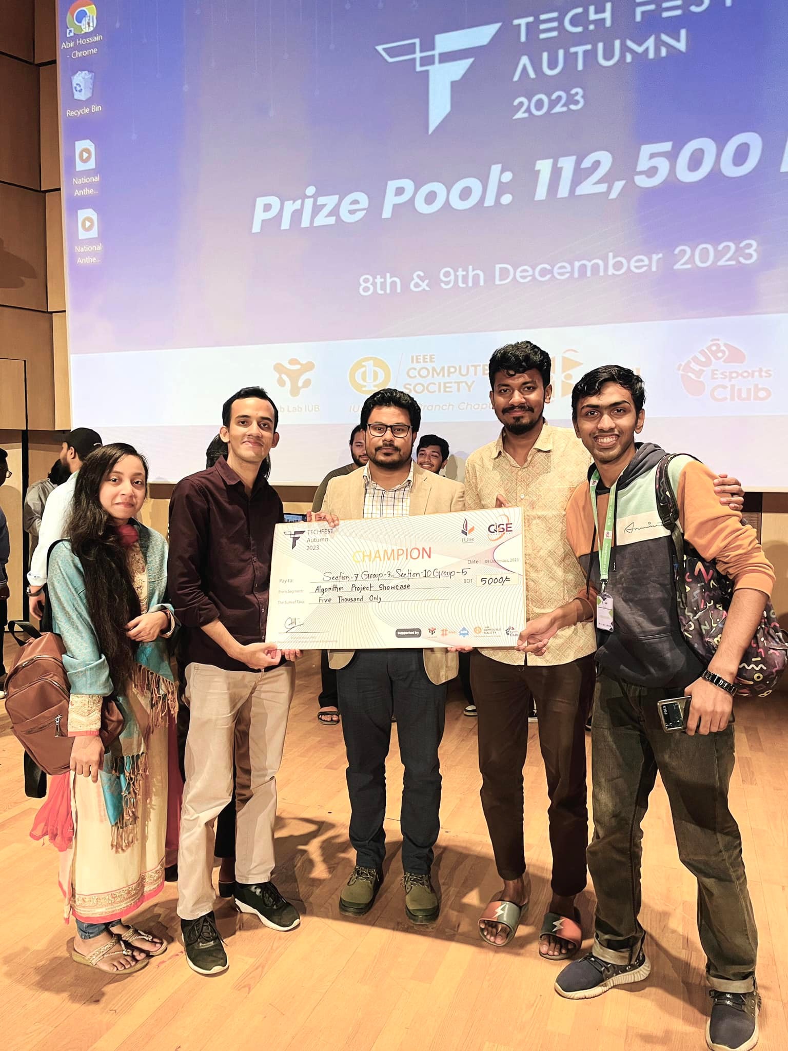 My students won the Championship Award at the Tech Fest organized by IUB